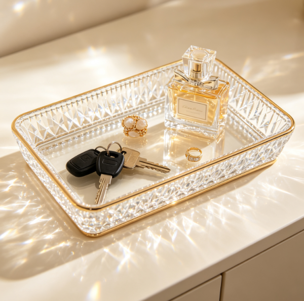 Light Luxury Crystal Glass Entrance Storage Tray